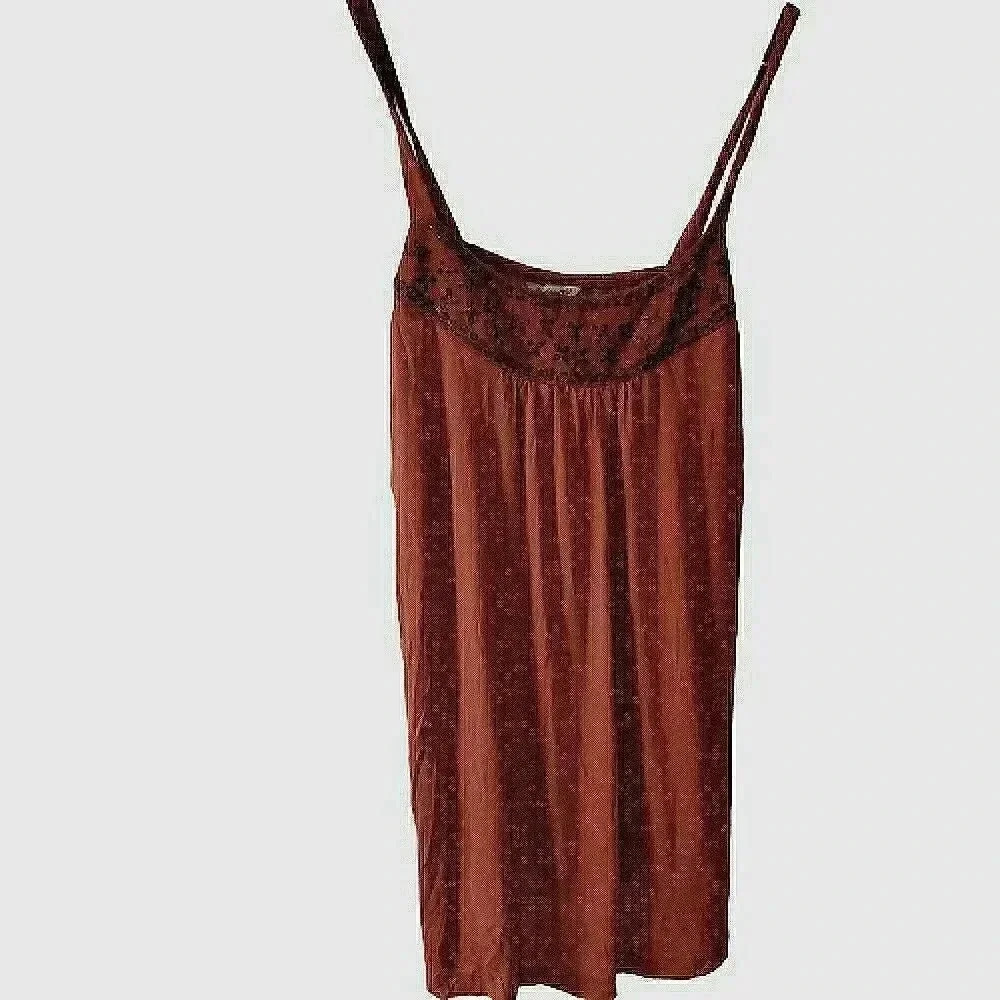 HERITAGE 1981 Laos beaded brown boho print spaghetti strap top Size Medium